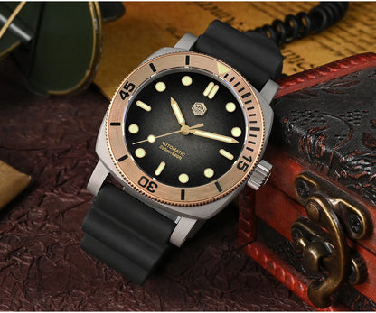 San Martin 42mm Retro Titanium Diver Watch NH35 Automatic Men Mechanical Watches Bronze Bezel Sapphire Luminous Waterproof 200m