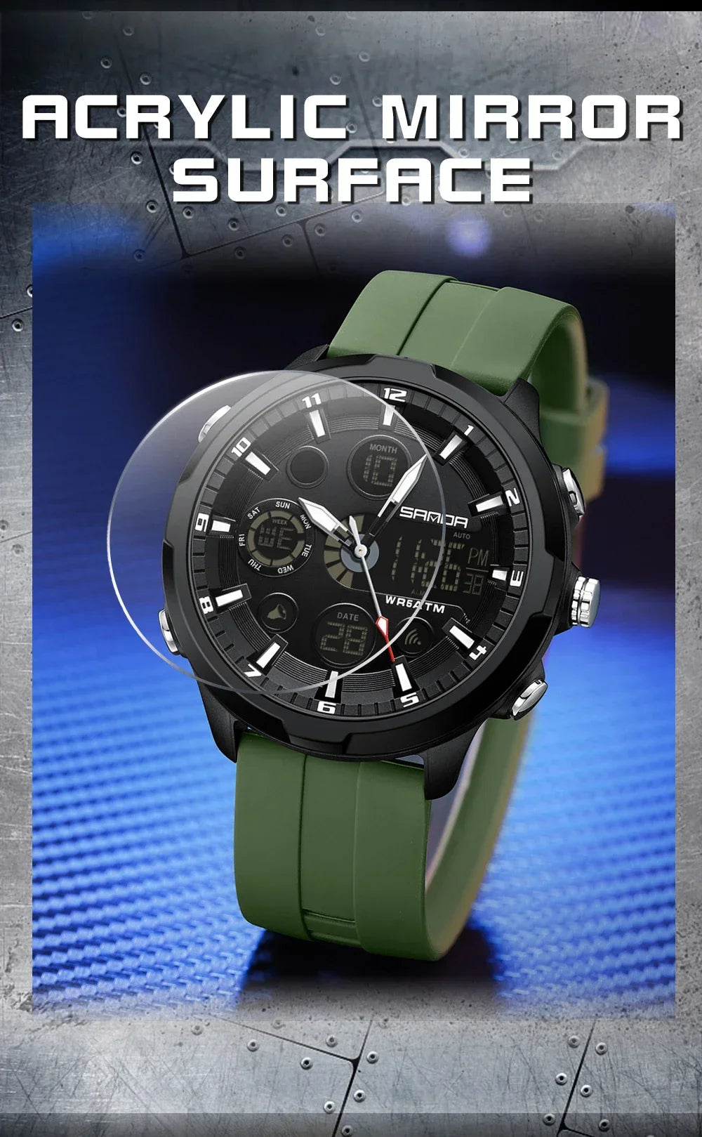 SANDA 9053 G Montres de sport militaires pour homme Montre numérique de luxe Montre-bracelet à quartz étanche jusqu’à 50 m pour homme Relogios Masculino
