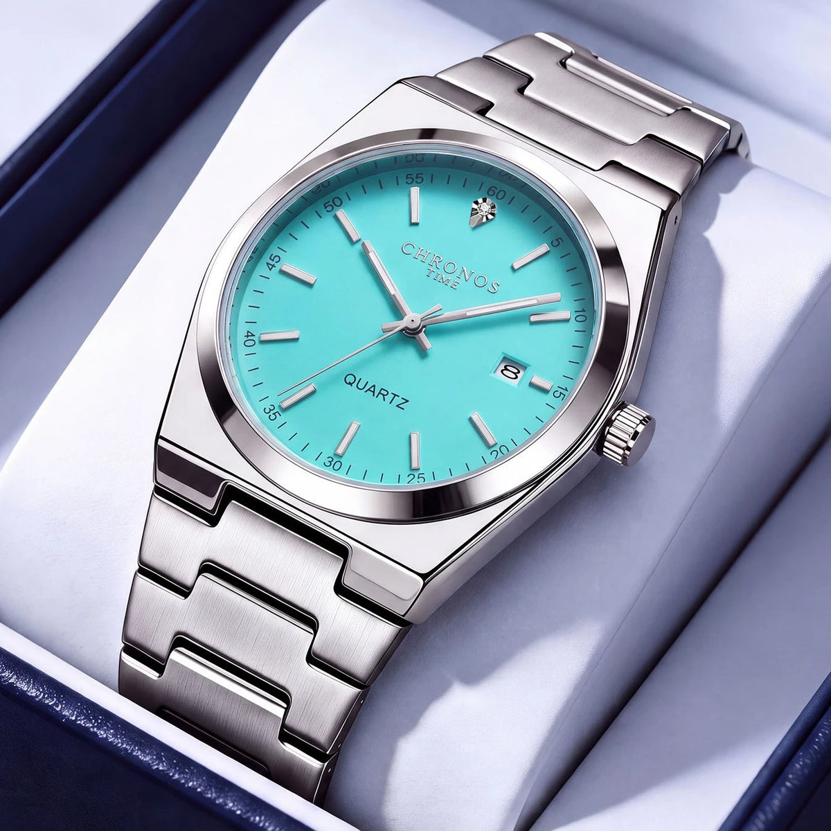 Orologio al quarzo da uomo CHRONOS – Cinturino in acciaio inossidabile, impermeabile, lancette luminescenti, datario – Ideale per il lavoro, lo sport o l’uso quotidiano