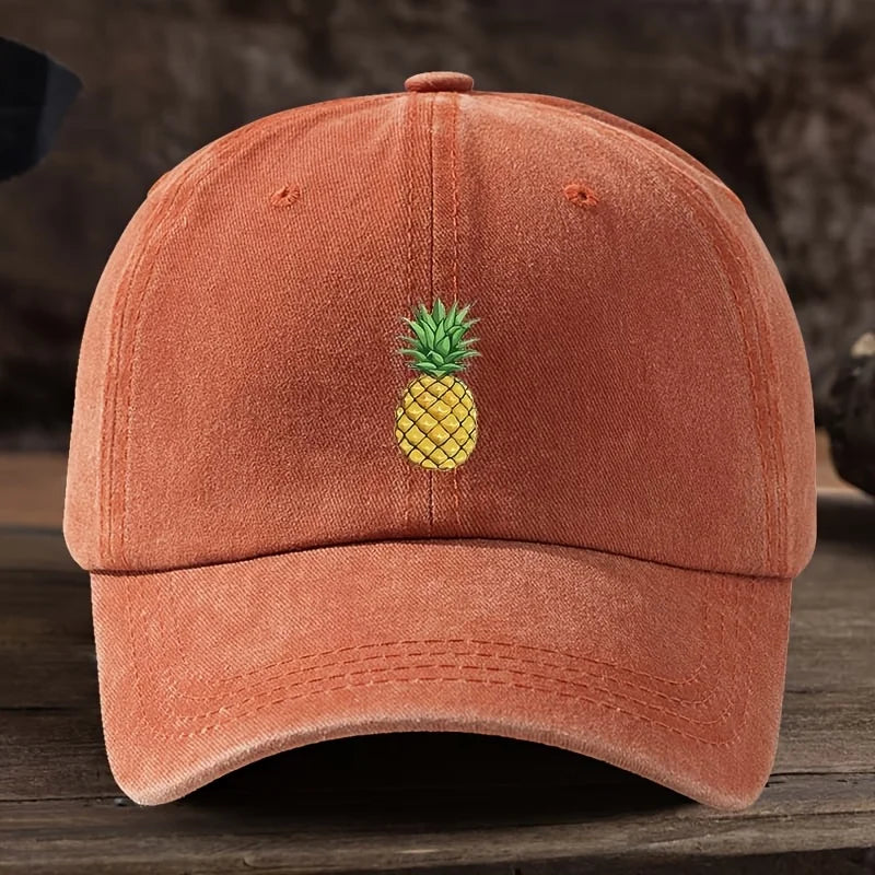 Pineapple printed baseball cap, outdoor casual hat, sports and daily outfit, fashionable headwear, street style