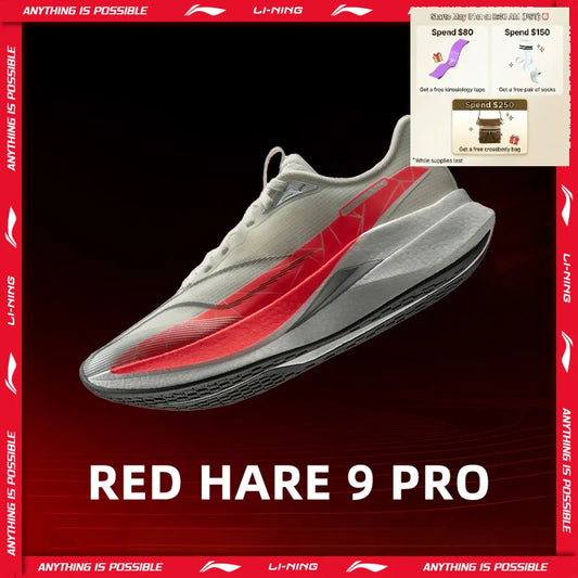 Li-Ning Women's RED HARE 9 PRO Racing Running Shoes BOOM FIBER Reflective Lightweight LiNing Training Sports Shoes ARPW002