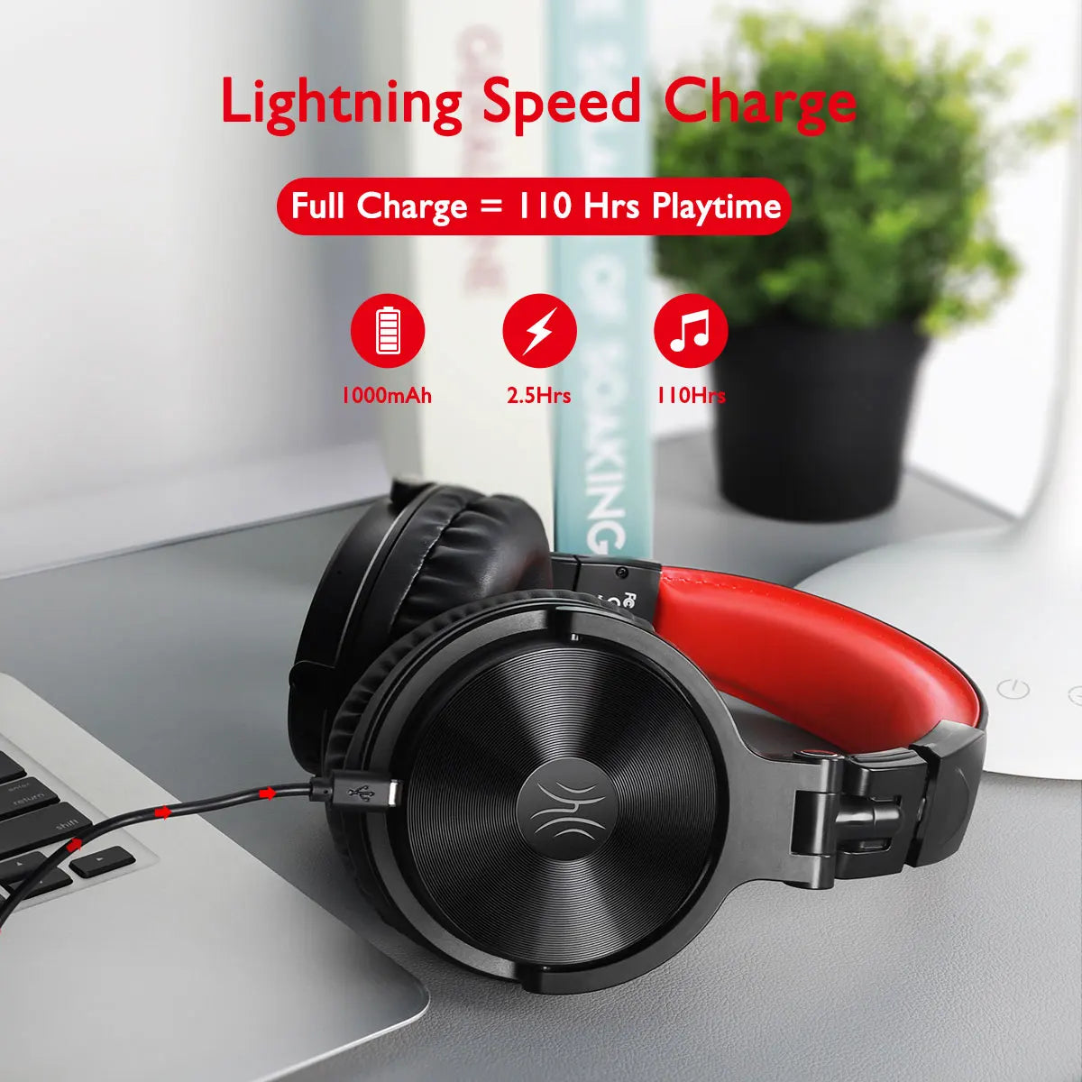Oneodio 110h Wireless Bluetooth 5.2 Headset + Wired Gaming Headphones 2 in 1 With Microphone For PC PS4 Skype Type C Headphones