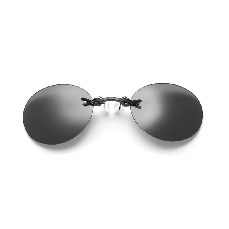 Runde randlose Sonnenbrille für Herren Matrix Morpheus Herren-Klassiker mit Nasenklammer Mini-Brille ohne Rahmen Marken-Designbrille UV400