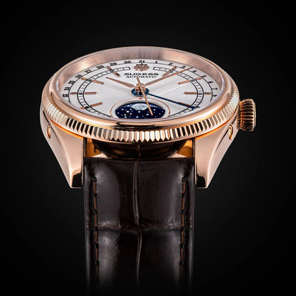 Sugess 40mm Watch of Men Moonphase Automatic ST2108 Movement Sapphire Crystal Mechanical Wristwatches Waterproof Date 2024 New