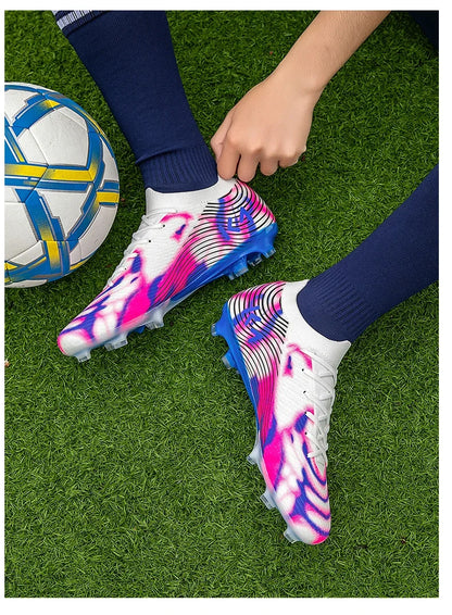 Nuove scarpe da calcio da uomo per partita outdoor, sneakers con tacchetti per erba, scarpe da football bestseller antiscivolo per ragazzi, alta qualità, alte e leggere