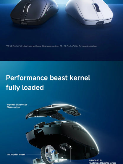 MCHOSE A7 V2 Ultra Wireless Gaming Mouse Pixart3950Ti Flagship Sensor Super 20000FPS for Accurate Tracking Support Web Driver