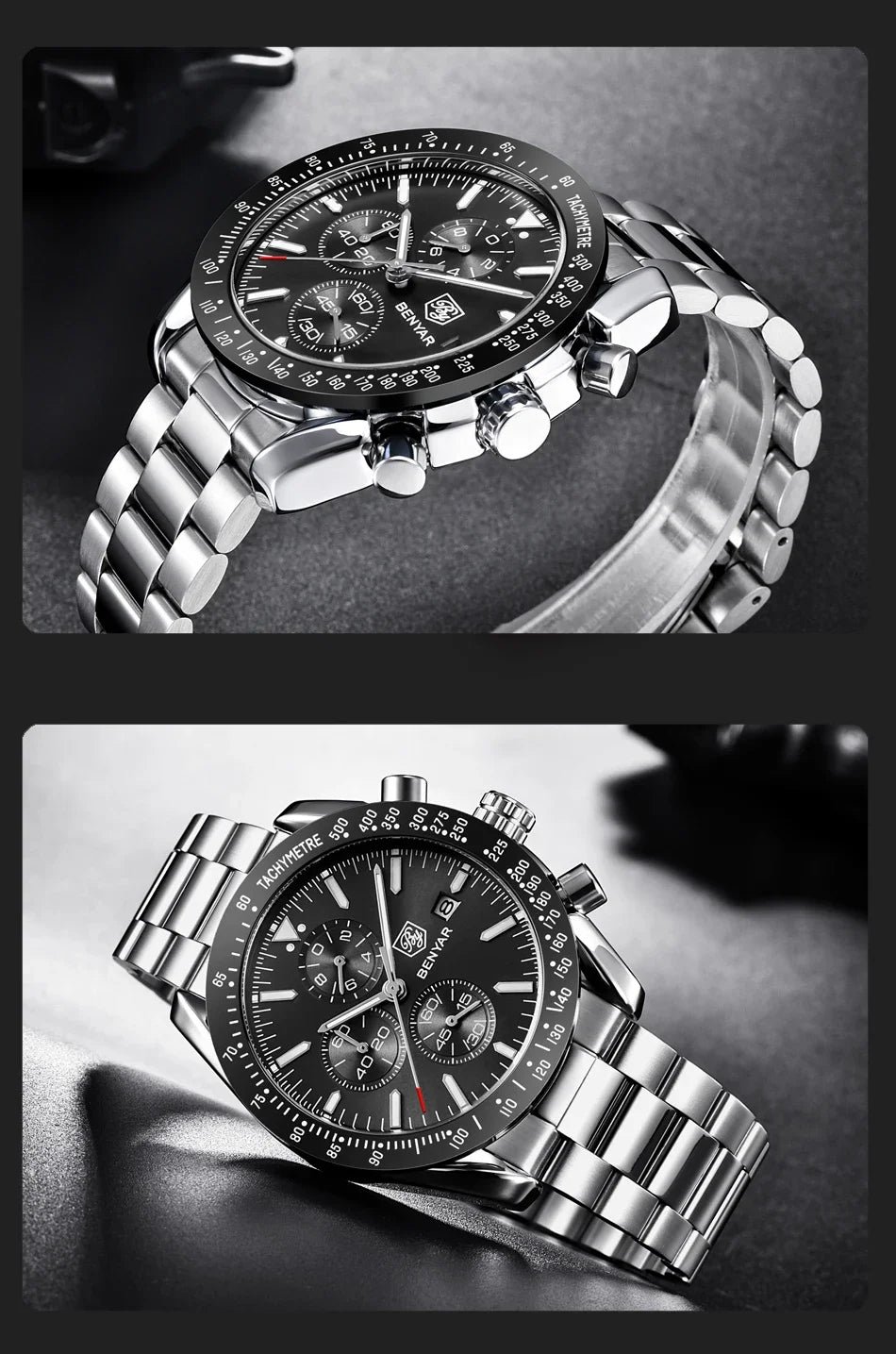 Orologio da uomo BENYAR 5140, orologio sportivo casual, orologio al quarzo di lusso impermeabile, cronografo militare di marca di alta gamma.