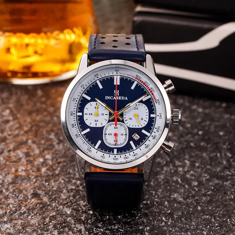 Montre à quartz INCASEDA chronographe 42 mm, mouvement multifonctionnel, série luxe pour homme, ultra-lumineuse, tendance