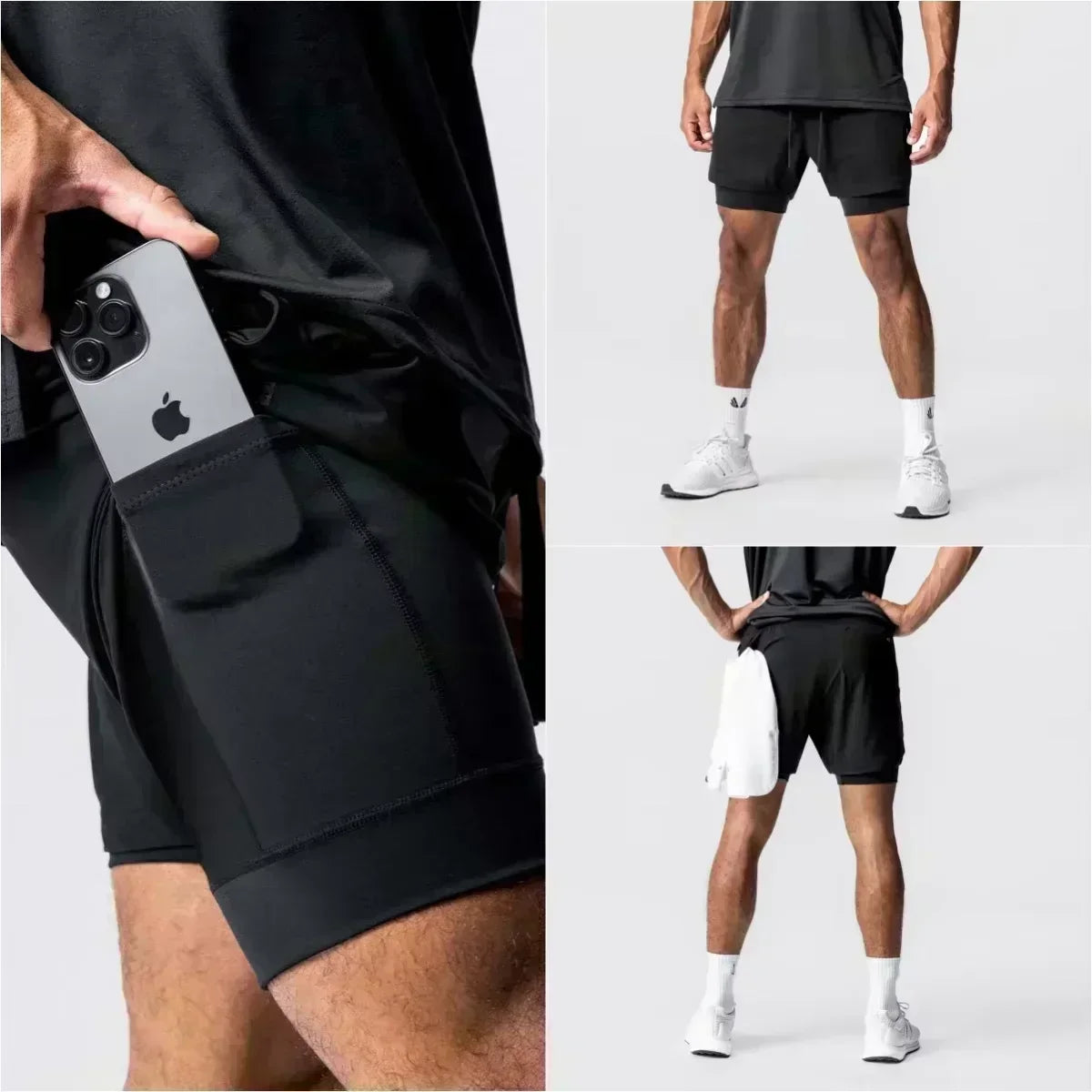 Dragon Ball Men's Double Shorts Vegeta Japanese Anime Summer Fake Two-piece Sports Shorts 2-in-1 Harajuku Y2K Fitness Pants