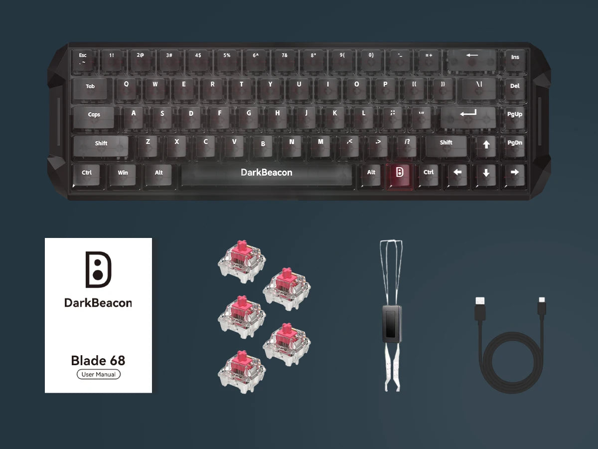 DarkBeacon Blade 68 RGB Silent Mechanical Gaming Keyboard Hot Swappable Wired N-Key Rollover 65% Compact Keyboard for PC Gamer