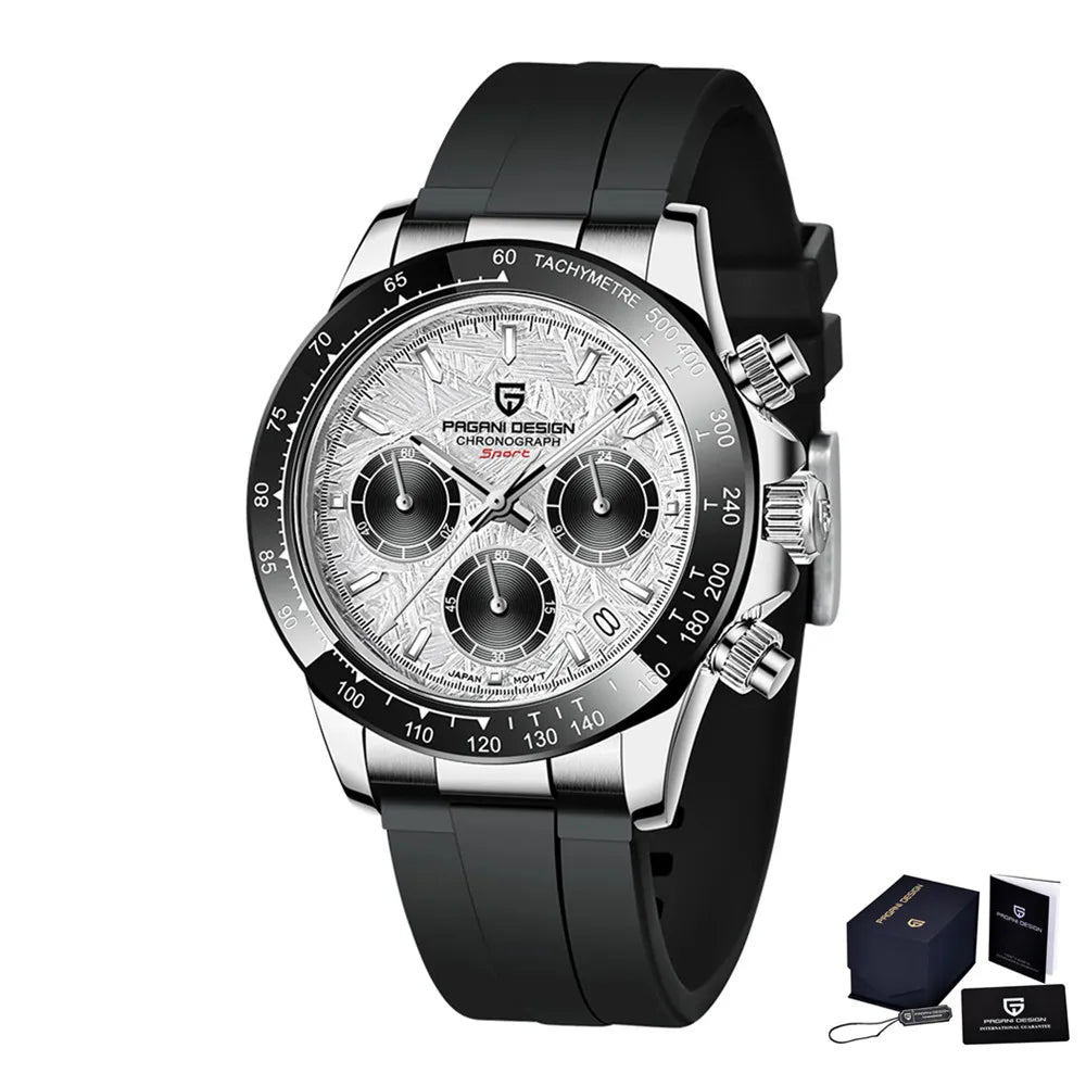 Originale neue PAGANI DESIGN PD-1664 Luxus-Herrenuhr mit japanischem VK63-Quarzwerk, Saphirglas, wasserdichtem Chronographen, Gold