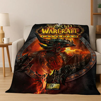 WOW World of Warcraft Arthas Demon Illidan Sylvanas Flannel Blanket,Cozy Soft Throw Blanket for Home Bedroom Bed Sofa Cover Gift