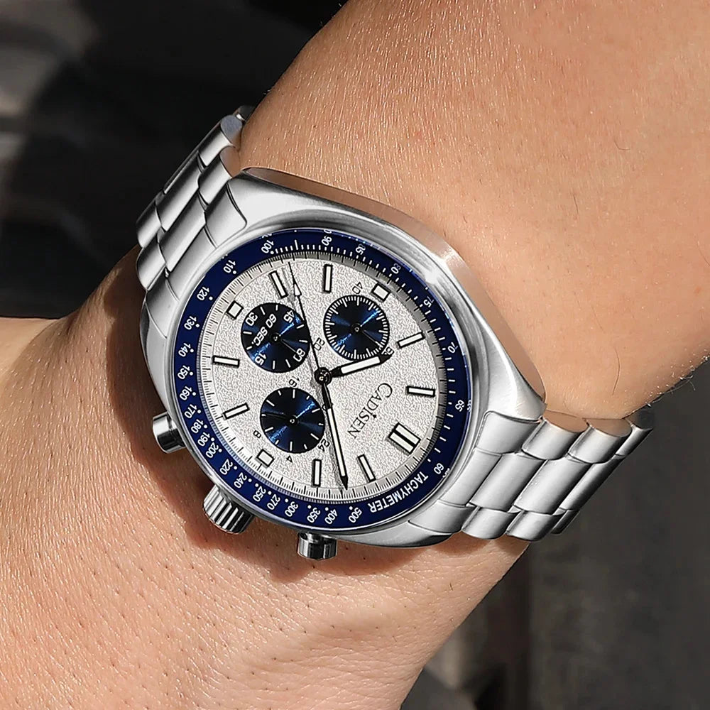 CADISEN Men's Sport Chronograph Watch Japan VD53 Movt Quartz Watches Sapphire Glass Stainless Steel Wristwatch For Men