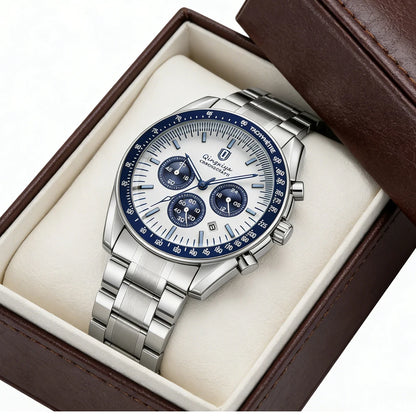 Orologio al quarzo da uomo, di marca di lusso, impermeabile e luminescente, in acciaio inossidabile, dotato di cronografo 24 ore e datario – Elegante orologio da uomo