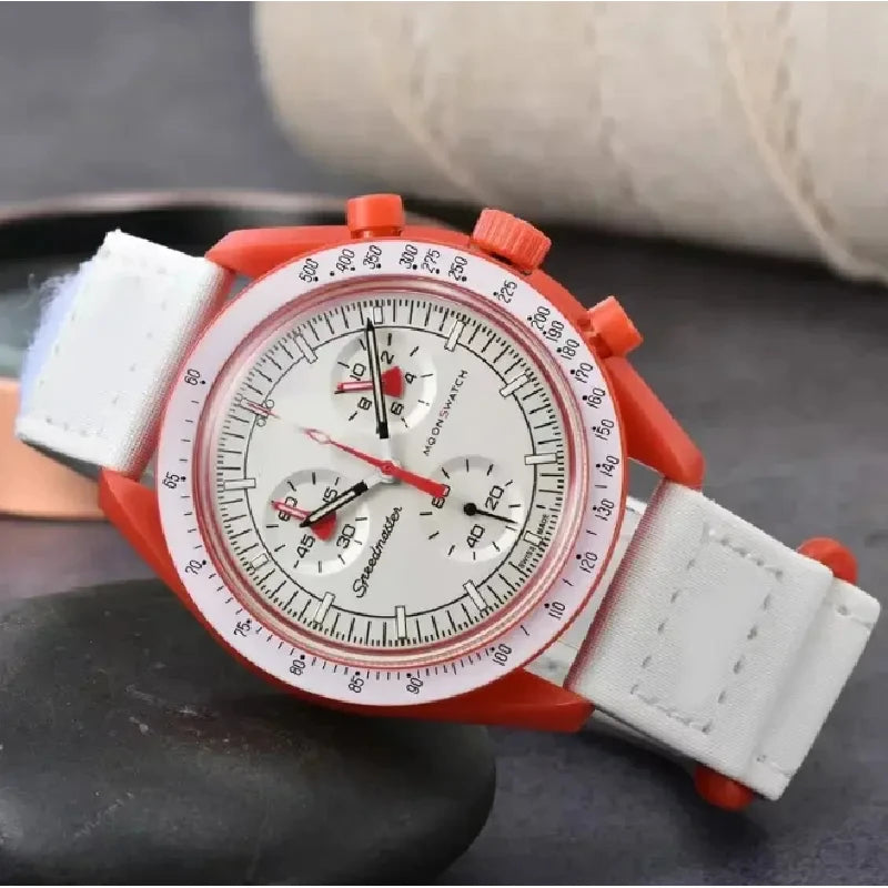 2025 Newest Unisex Quartz Chronograph Watch - Celestial Galaxy Dial 6-Hand Moon Mercury Design