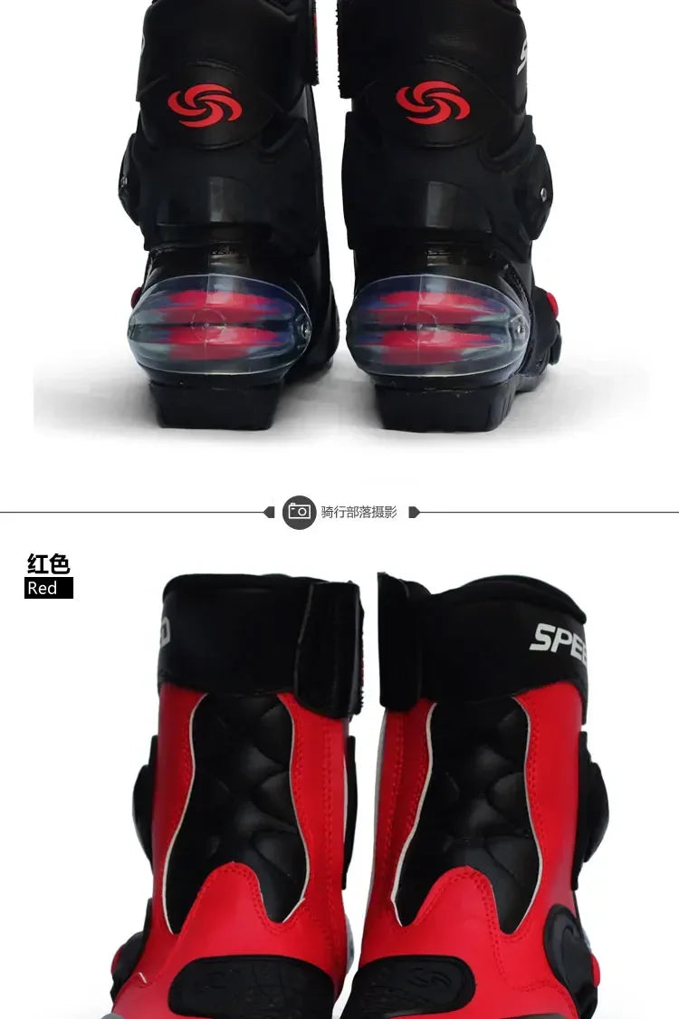 Pro-Biker Premium Motorcycle Racing Shoes for Men & Women - Leather Racing Boots for Speed Biking, Motocross & Off-Road Riding
