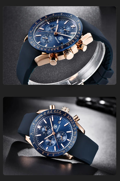 Orologio da uomo BENYAR 5140, orologio sportivo casual, orologio al quarzo di lusso impermeabile, cronografo militare di marca di alta gamma.