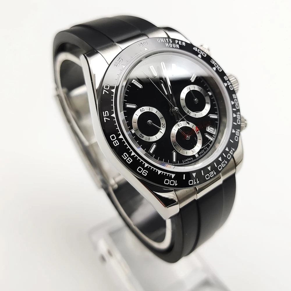 20 Colors dress 39mm Quartz Chronograph Sapphire Crystal Stainless Luminous Men's Watch VK63 Movement Calendar Strap