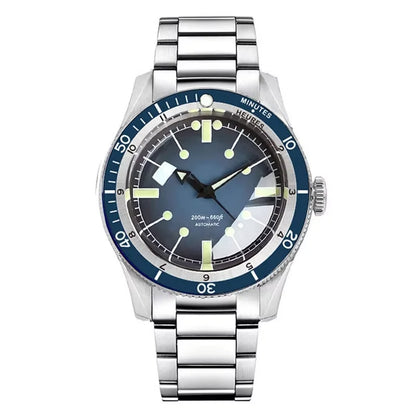 200M Water Resistant Mechanical Wristwatch Miyota 8215 Domed Sapphire Glass 120 clicks Bezel Steel Band Luminous Marks
