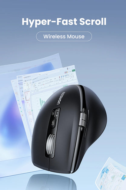 UGREEN  Wireless Mouse Hyper-Fast Scroll Bluetooth 5.4 2.4G Ergonomic 5000DPI for MacBook Tablet Laptops Computer PC Mice
