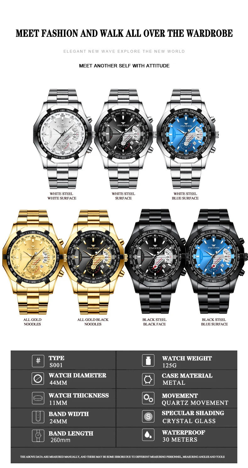 Montres-bracelets à quartz BINBOND Original pour homme : montres de luxe luminescentes, étanches, à date automatique, en acier inoxydable. Livraison gratuite.