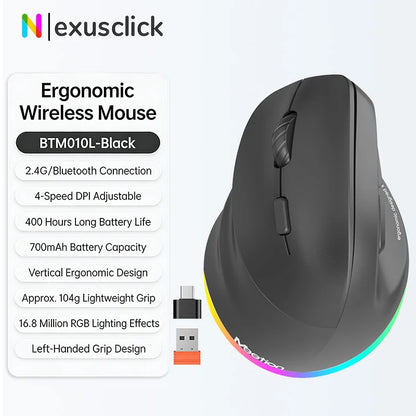 Left Hand Wireless Mouse Bluetooth Mouse Gamer Ergonomic 2400DPI Silent Mouse For MacBook Tablet Laptops Computer PC 2.4G Mice