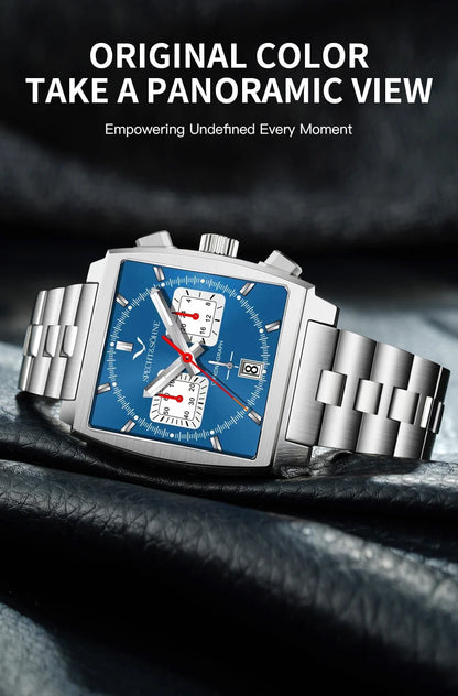 2024 Specht & Sohne New Classic Men's Quartz Watch Blue Color Stainless Steel Japan VK63 Movt Genuine Leather Montre Homme 39MM