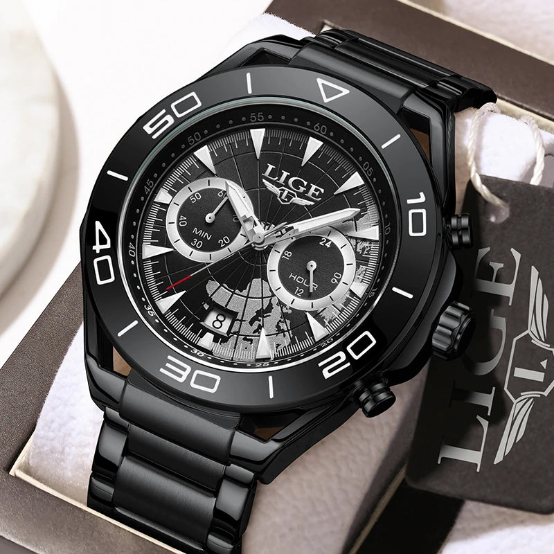 LIGE Luxusuhren für Herren, Freizeit- und Business-Uhren, Herrenmode, wasserdichte Militär-Quarzarmbanduhren für Herren, Montre Homme