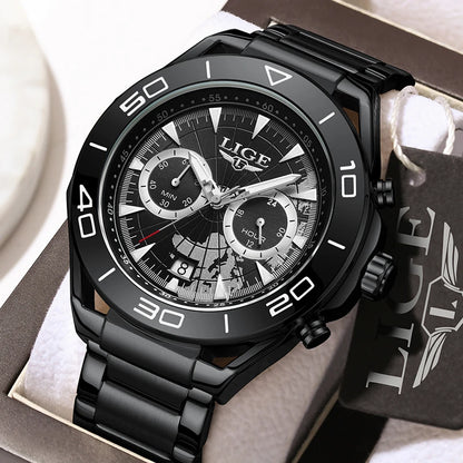 LIGE Luxusuhren für Herren, Freizeit- und Business-Uhren, Herrenmode, wasserdichte Militär-Quarzarmbanduhren für Herren, Montre Homme
