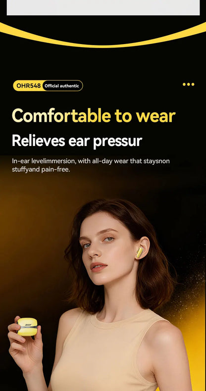 Acer Ohr548 Wireless Bluetooth Headphones with In-Ear Design, Anc Call Noise Reduction, Charging Case, Stereo Sound Effect, Low Latency for Gaming, Comfortable Fit for Sports, Running, and Fitness