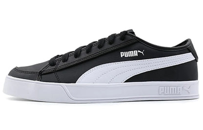 Puma Smash V2 Vulc SL, baskets de skate basses, légères et respirantes, style rétro, noir et blanc, 367308-01.