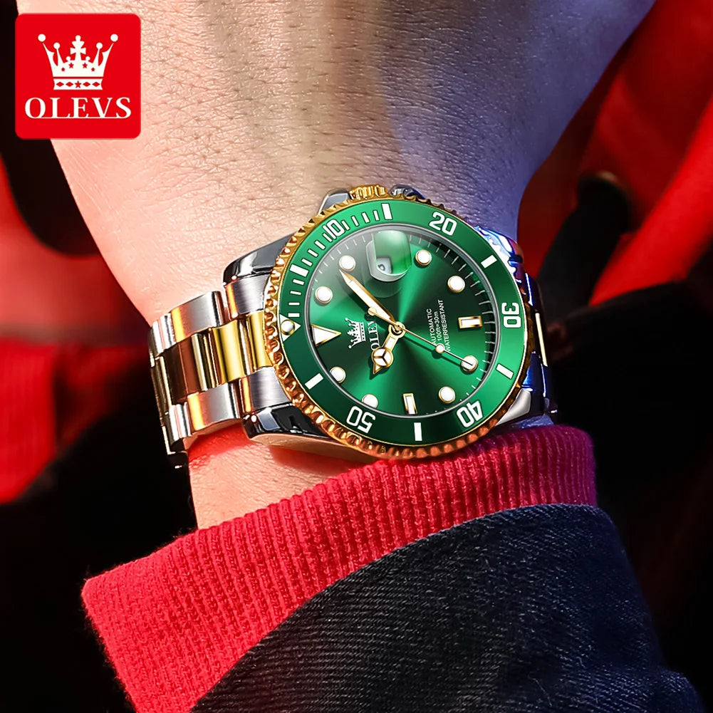 Orologio meccanico automatico di lusso da uomo OLEVS 6650 – Impermeabile, luminescente, bracciale in acciaio – Orologio da polso da uomo, stile professionale, marca prestigiosa