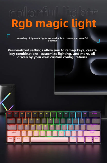 Wireless Gaming Mechanical Keyboard  Bluetooth 60 Percent RGB White Triple Mode Portable Keyboards  key board claviers teclado