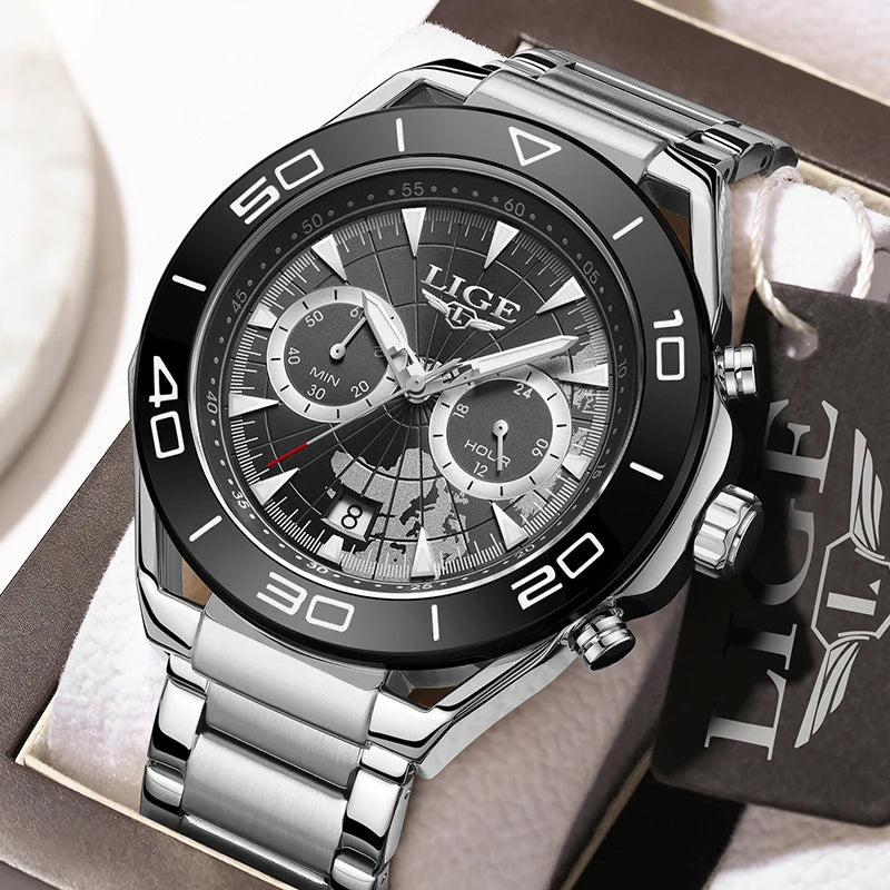 LIGE Luxusuhren für Herren, Freizeit- und Business-Uhren, Herrenmode, wasserdichte Militär-Quarzarmbanduhren für Herren, Montre Homme