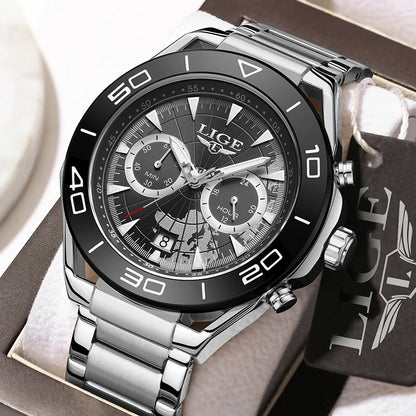 LIGE Luxusuhren für Herren, Freizeit- und Business-Uhren, Herrenmode, wasserdichte Militär-Quarzarmbanduhren für Herren, Montre Homme