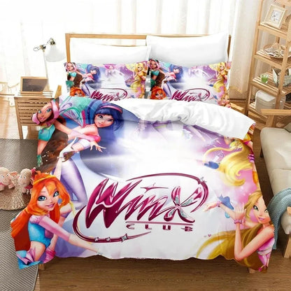 Anime W-Winx Clubs Duvet Cover Pillowcase Bedding Set Adult Boy Girl Bedroom Decoration Children Gift Single Double Large Size