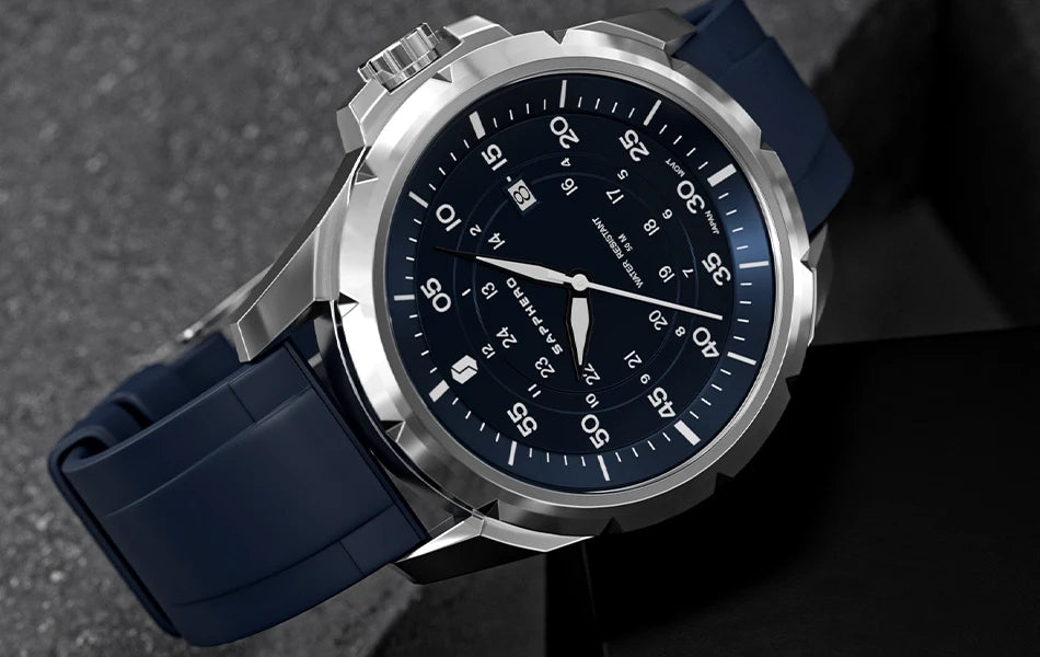 Orologio da uomo SAPPHERO – Orologio al quarzo di lusso, impermeabile fino a 50 m, dotato di un meccanismo importato e di una cassa in acciaio inossidabile – Un’idea regalo ideale per l’uomo.
