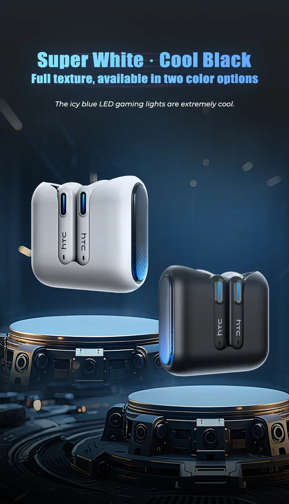 Auriculares Bluetooth HTC NE49 6.0 True Wireless Earbuds Gaming HiFi Deep Bass Lightweight Cool Design IPX5 Waterproof Choice