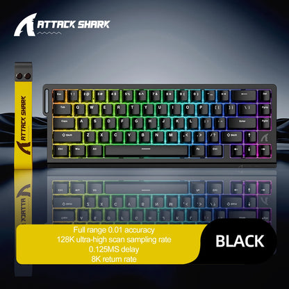 ATTACK SHARK X68HE Esports Magnetic Axis Keyboard 8KHz Return Rate, Total Area 0.01mm, and 0.125ms Rate Class Ultra-Low Latency