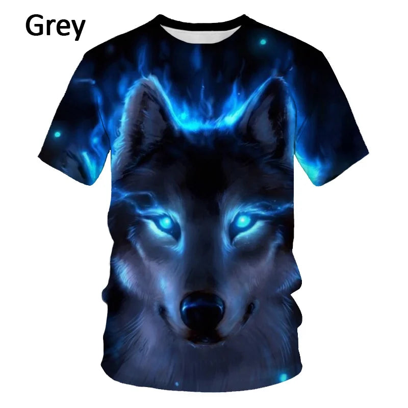 Fashion 3D Wolf Printed T Shirts for Men/women Personality Cool Printing Graphic Tee Shirt Short Sleeve T-shirt