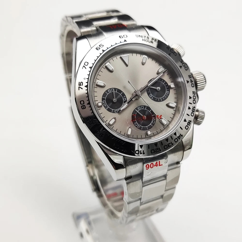 20 Colors dress 39mm Quartz Chronograph Sapphire Crystal Stainless Luminous Men's Watch VK63 Movement Calendar Strap