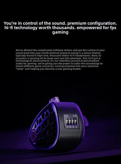 KZ Phantom HIFI In-Ear Gaming Earphone 4-Speed Custom Tuning Switch DSP Game Sound Card For PC Wired Headphones Gifts